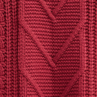 Cable Pullover Tie Back Sweater, RED, swatch