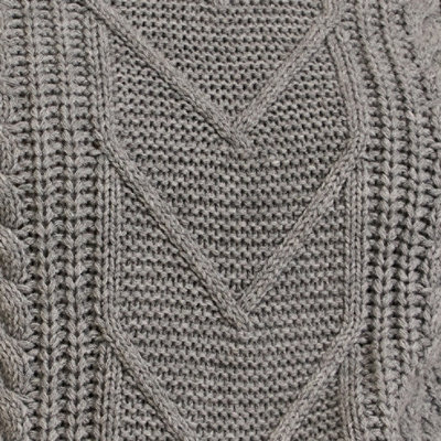 Cable Pullover Tie Back Sweater, HEATHER GREY, swatch