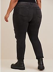 Plus Size Boyfriend Straight Vintage Stretch Mid-Rise Sequin Backed Jean, BLACK, alternate