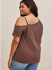 Bowie Classic Fit Cotton Off Shoulder Tee, BROWN, alternate