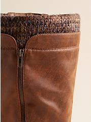 Brown Buckle Sweater Knee Boot (WW), BROWN, alternate