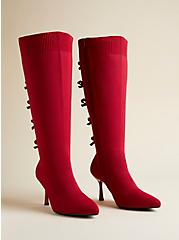 Bow Back Stiletto Knee Boot (WW), RED, hi-res