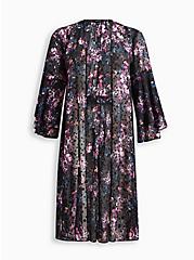 Lurex Chiffon Maxi Kimono , FLORAL BLACK, hi-res