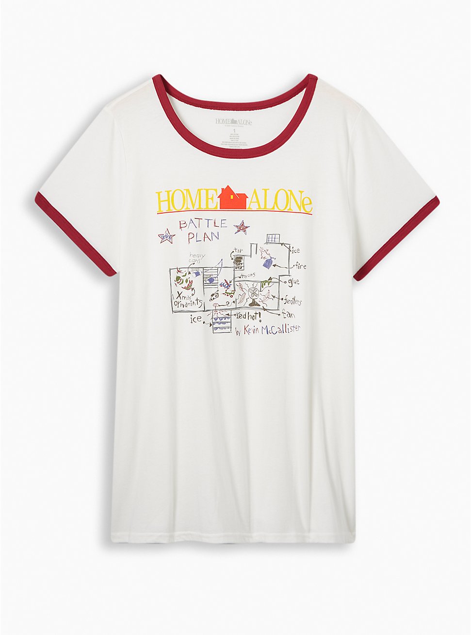Home Alone Classic Fit Cotton Crew Neck Ringer Tee, IVORY, hi-res