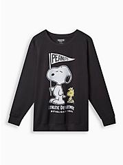 Plus Size Peanuts Snoopy Cozy Fleece Crew Neck Sweatshirt, DEEP BLACK, hi-res