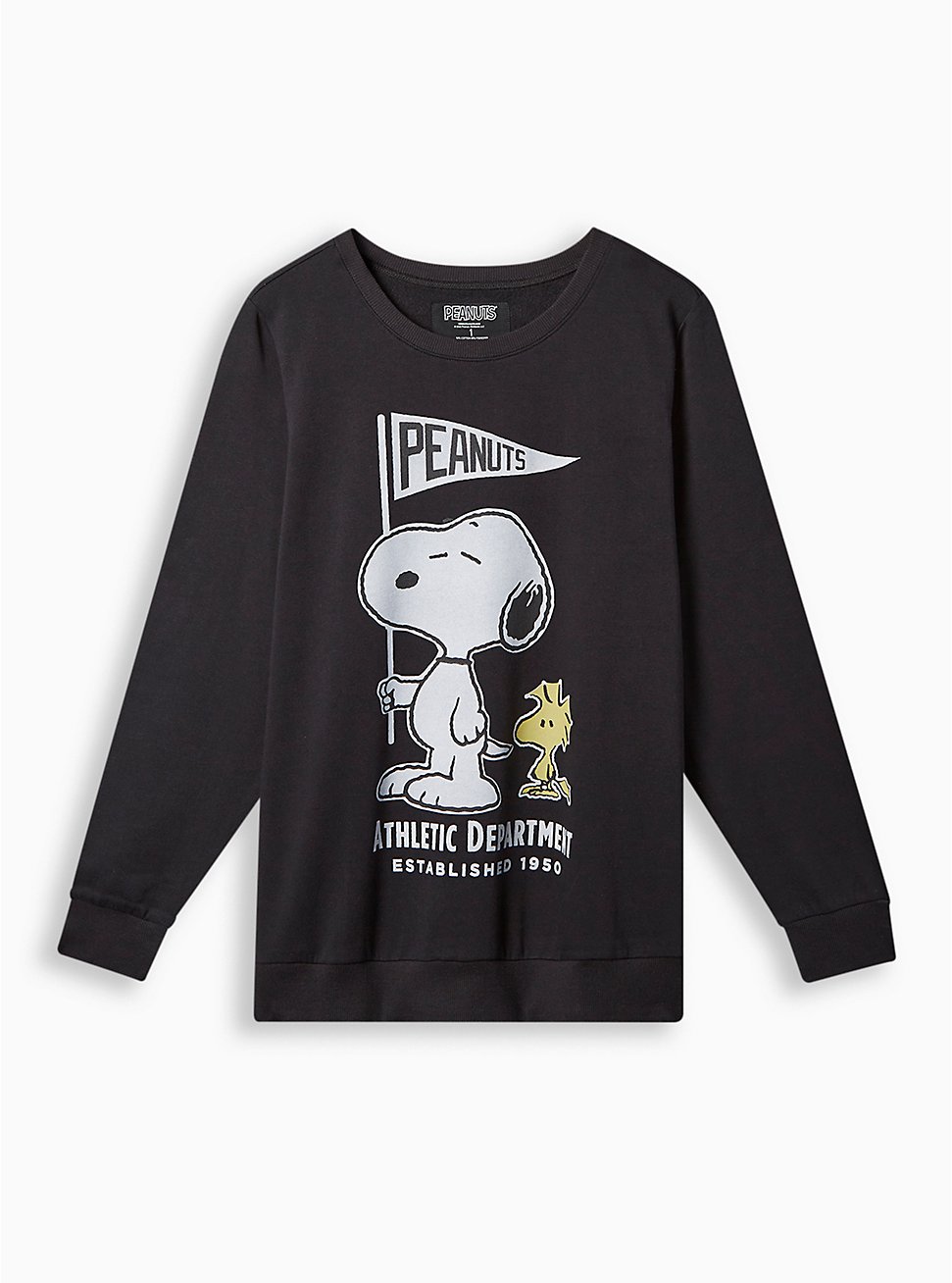 Plus Size Peanuts Snoopy Cozy Fleece Crew Neck Sweatshirt, DEEP BLACK, hi-res