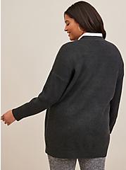 Luxe Cozy Boyfriend Cardigan Sweater, BLACK, alternate