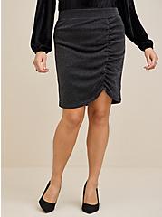 At The Knee Glitter Knit Cinched Bodycon Skirt, NONEC, alternate