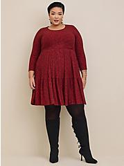 Plus Size Mini Brushed Rib Tiered Skater Dress, RED, alternate