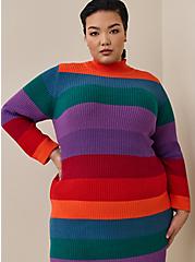 Mini Cotton Acrylic Sweater Dress, STRIPE MULTI, alternate