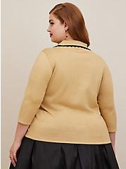 Plus Size Cardigan Button Front Collared Sweater, TAN BEIGE, alternate
