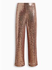 Pull-On Wide Leg Sequin High-Rise Pant, CHAMPAGNE BEIGE TAN, hi-res
