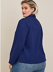 Plus Size Fleece Drape Front Jacket, MEDIEVAL BLUE, alternate