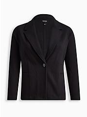 Cozy Fleece Tailored Blazer, DEEP BLACK, hi-res