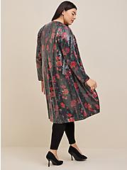Sequin Velvet Maxi Kimono, FLORAL BLACK, alternate