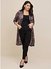 Sequin Velvet Maxi Kimono, FLORAL BLACK, hi-res