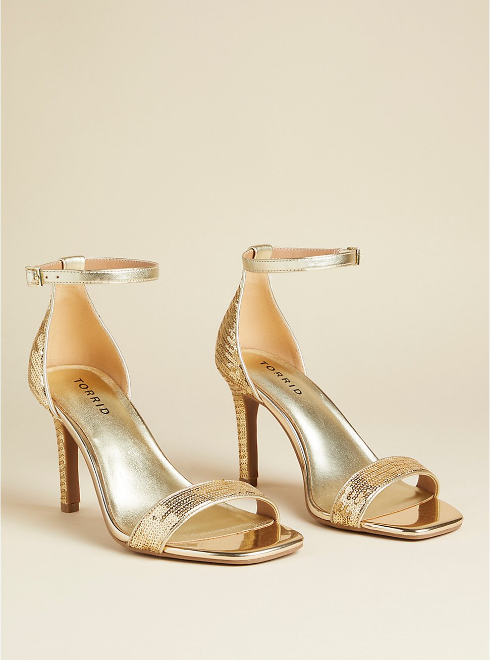 Sequin Stiletto Heel Sandal (WW), GOLD, hi-res