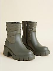 Plus Size Quilted Chunky Bootie (WW), OLIVE, hi-res