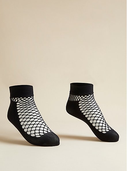 Fishnet Ankle Sock, DEEP BLACK, hi-res