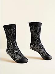 Lace Ankle Sock, DEEP BLACK, hi-res