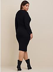 Plus Size At The Knee Sweater Gromet Dress, DEEP BLACK, alternate