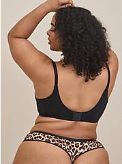 Plus Size Second Skin Mid-Rise Thong Panty, FIFTIES LEOPARD BEIGE, alternate