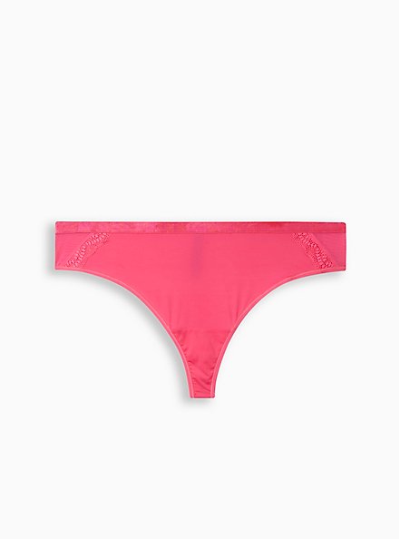 Second Skin Mid-Rise Thong Panty, FUSCHIA PINK, hi-res