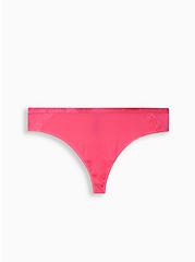 Plus Size Second Skin Mid-Rise Thong Panty, FUSCHIA PINK, hi-res