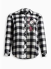 Alice in Wonderland Lizzie Rayon Plaid Long Sleeve Button Up Shirt, MULTI, hi-res