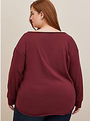 Plus Size Harry Potter Solemnly Swear French Terry Off The Shoulder Sweatshirt, WINE, alternate