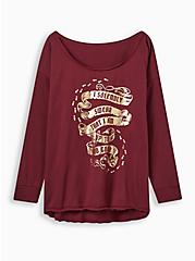 Plus Size Harry Potter Solemnly Swear French Terry Off The Shoulder Sweatshirt, WINE, hi-res