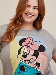 Disney Minnie Mouse Cotton Modal Slub Rolled Sleeve Graphic Top, GREY, alternate