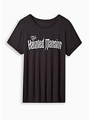 Disney Haunted Mansion Cotton Modal Slub Rolled Sleeve Top, DEEP BLACK, hi-res