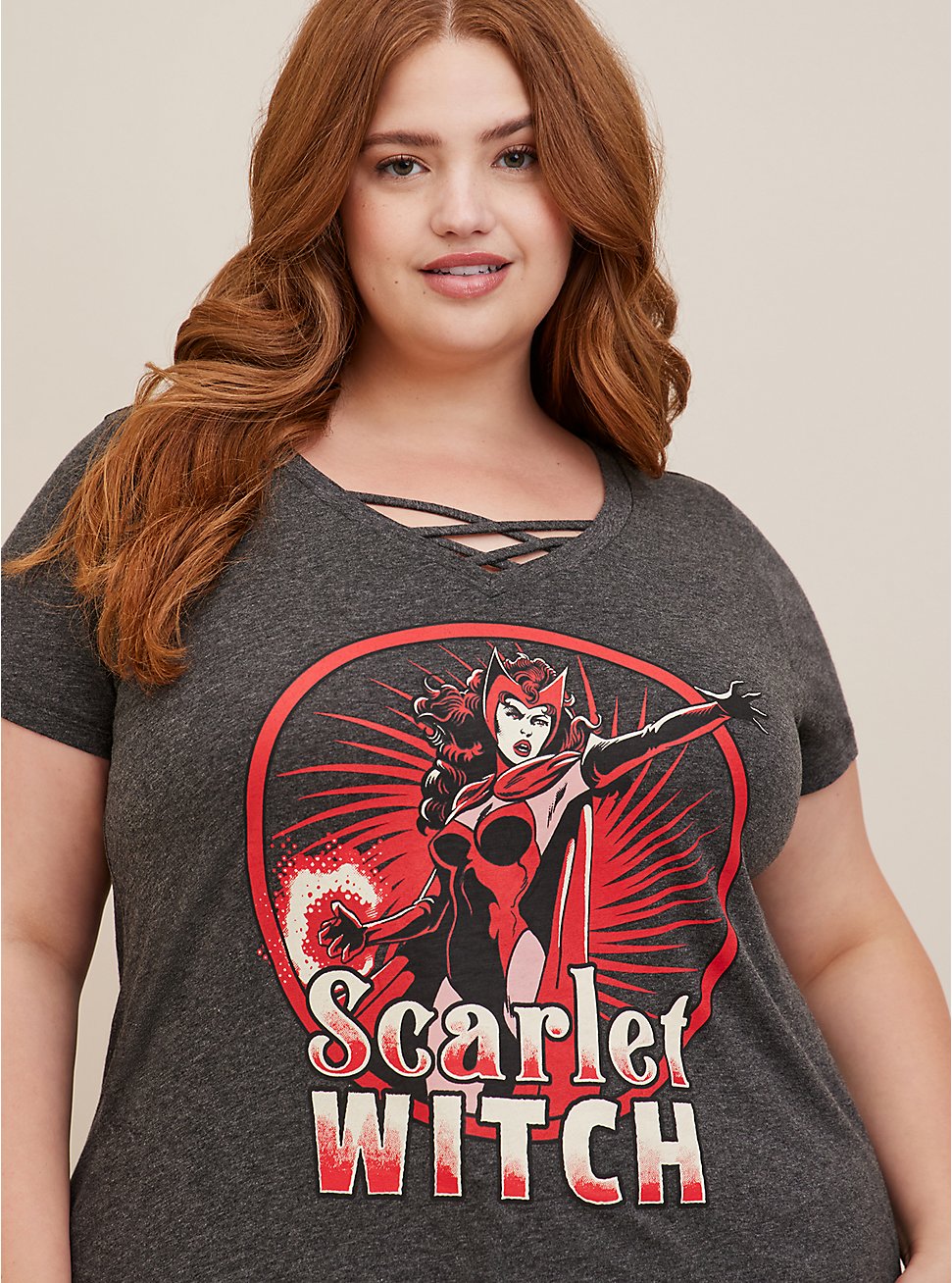 Avengers Scarlet Witch Super Soft Slub Strappy Neck Top, GREY, hi-res