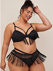 Fringe With Open Back High Rise Tanga Panty, RICH BLACK, hi-res