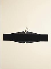 Plus Size Studded Zip Waist Belt, BLACK, alternate