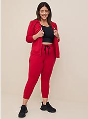 Plus Size Everyday Fleece Puff Sleeve Relaxed Active Zip Hoodie, JESTER RED, alternate