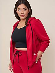 Plus Size Everyday Fleece Puff Sleeve Relaxed Active Zip Hoodie, JESTER RED, hi-res