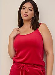 Velour Sleeveless Lounge Cami, JESTER RED, hi-res