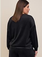 Velour Long Sleeve Relaxed Lounge Sweatshirt, DEEP BLACK, alternate