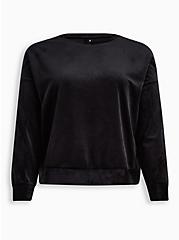 Velour Long Sleeve Relaxed Lounge Sweatshirt, DEEP BLACK, hi-res