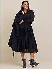 Midi Mesh Pleated Skirt, DEEP BLACK, alternate
