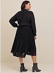 Midi Mesh Pleated Skirt, DEEP BLACK, alternate