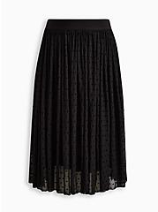Midi Mesh Pleated Skirt, DEEP BLACK, hi-res