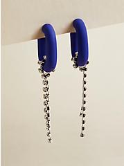 Plus Size Matte Link and Rhinestone Earring, , hi-res