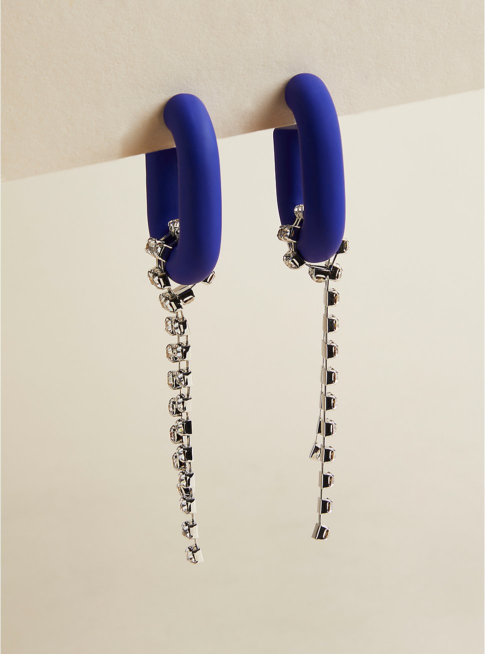 Plus Size Matte Link and Rhinestone Earring, , hi-res