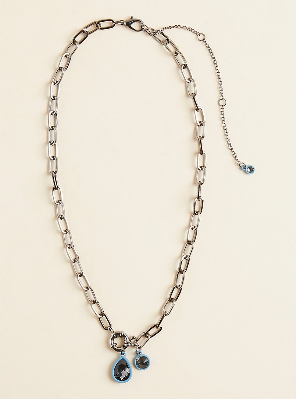 Plus Size Matte Teardrop Link Necklace, , hi-res