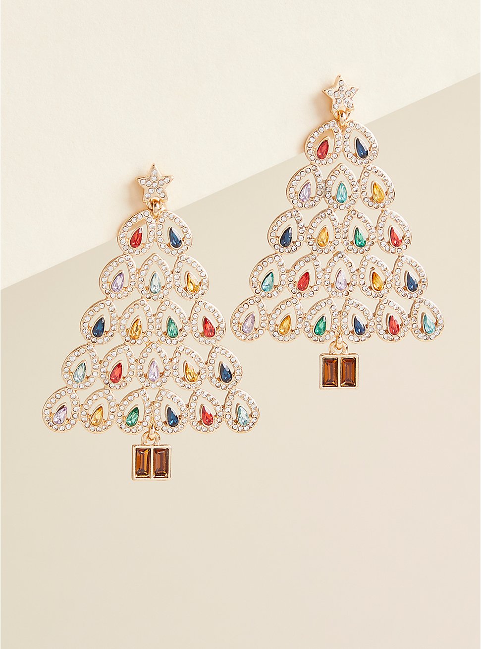 Bejeweled Christmas Tree Statement Earring , , hi-res