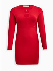 Festi Long Sleeve Mini Bodycon Dress - O-Ring Red, RED, hi-res
