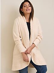 Chunky Cocoon Coatigan Cable Sweater, IVORY, alternate